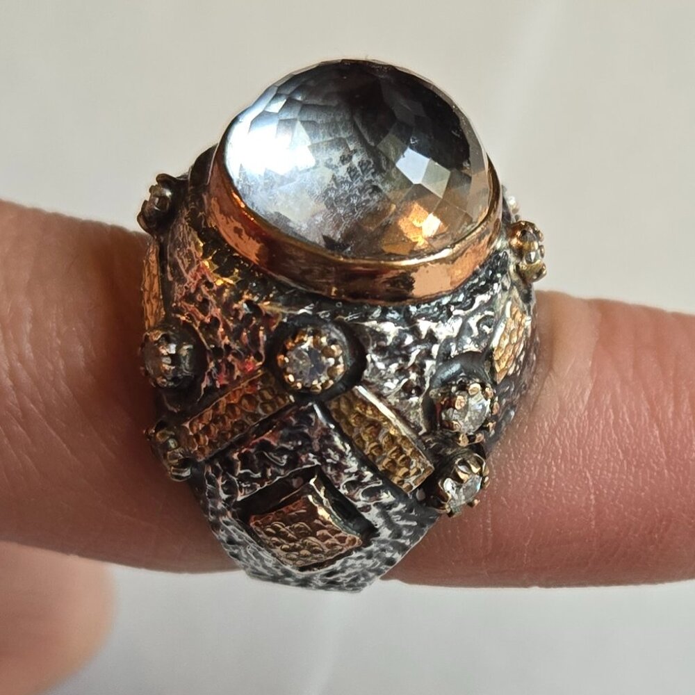 BORA Large Stone, Turkish Handmade , Ottoman Style Ring, 925 Sterling Silver